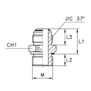 Male Stud Coupling with Elastomer Seal Thread Metric Parallel - O-ring Body