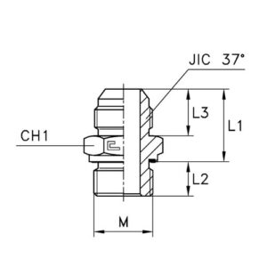 Male Stud Coupling with Elastomer Seal Thread Metric Parallel - Standard Body