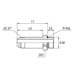 Long Male Stud Straight Coupling with O-ring and Washer Thread Metric Parallel - Standard Body